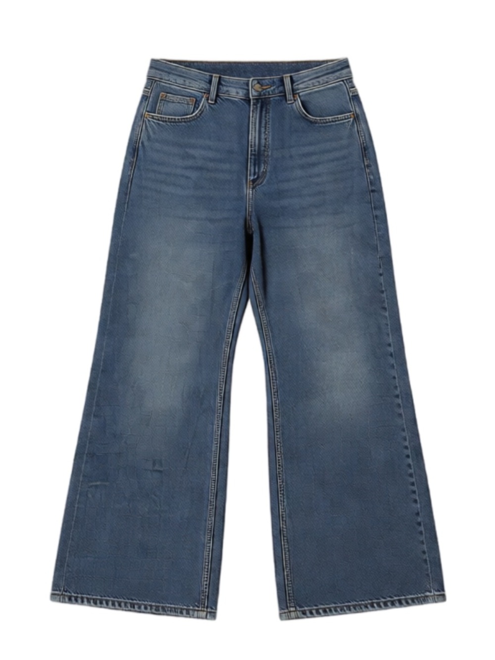 Bershka Wide-Leg High-Rise Jeans in Medium Blue